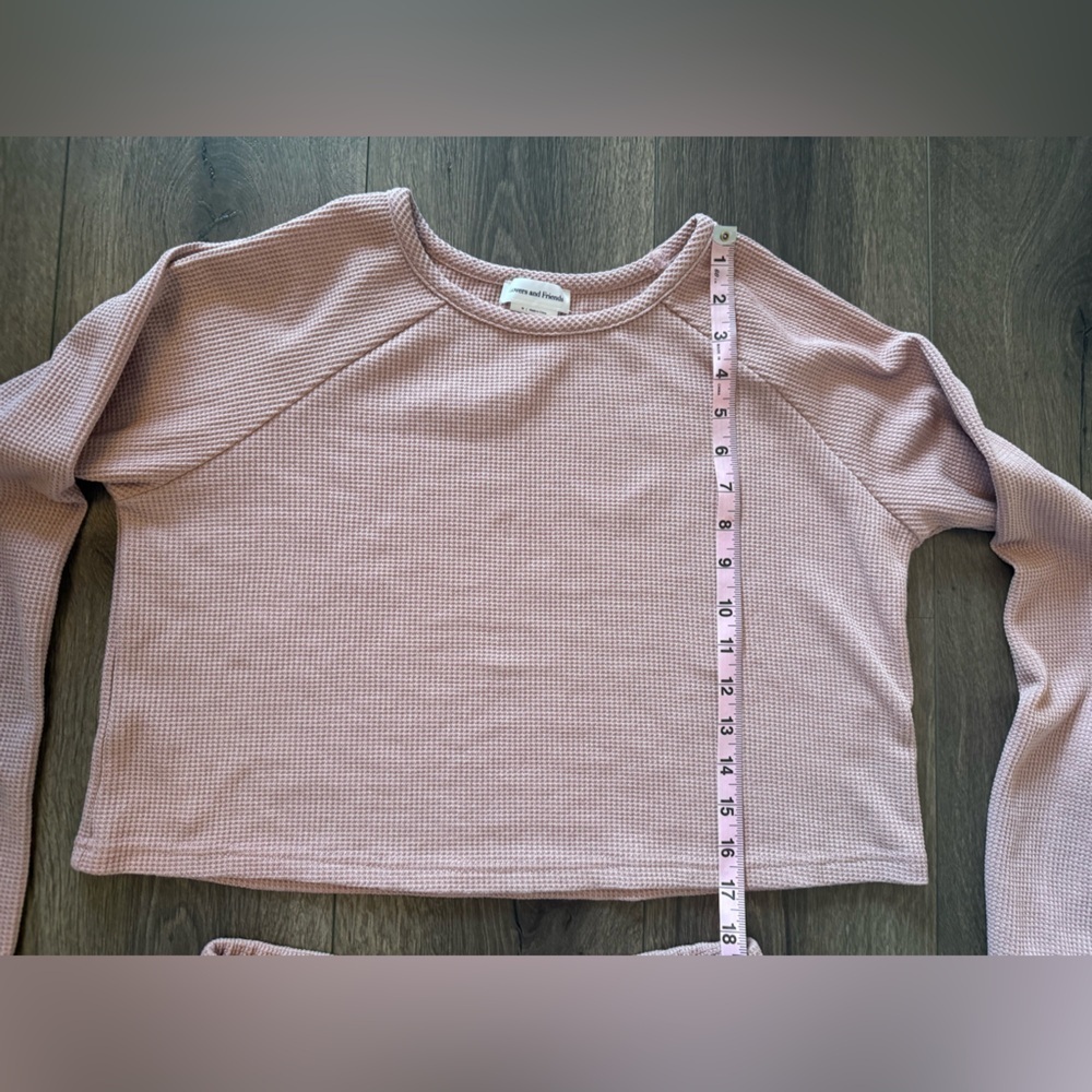 Lovers & Friends Dusty Rose/ Pink Waffle Knit Lounge Set Size Medium - Picture 10 of 14